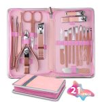 26 in 1 Manicure Set - Professional Manicure Kit Pedicure Kit, Stainless Steel Nail Clippers Set Nail Care Kit with Travel Case Pink